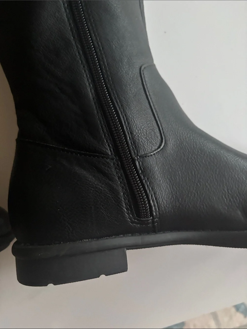 Black  knee high wide calf dual Zip Riding Boots